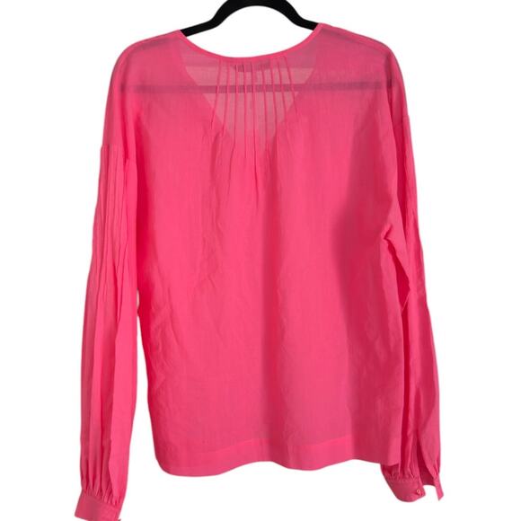 Trina Turk Woven Cape Coral Cotton Top Blouse S, Paradise Pink | NEW $248 - Picture 5 of 5